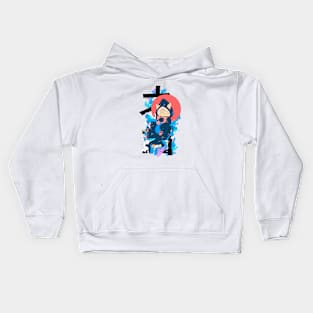 cute cat with doodle Kids Hoodie